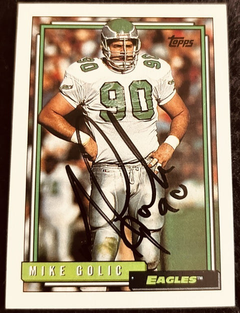 Mike Golic autographed Philadelphia Eagles 1992 Topps football card ESPN - AutographsForSale.com