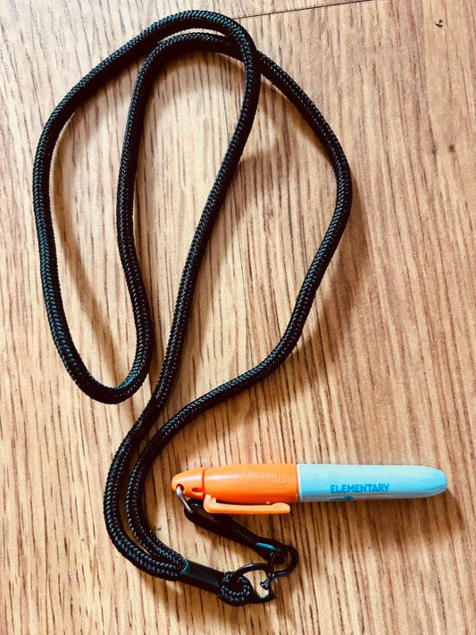 Elementary 2012 SDCC mini orange Sharpie marker pen on lanyard - AutographsForSale.com