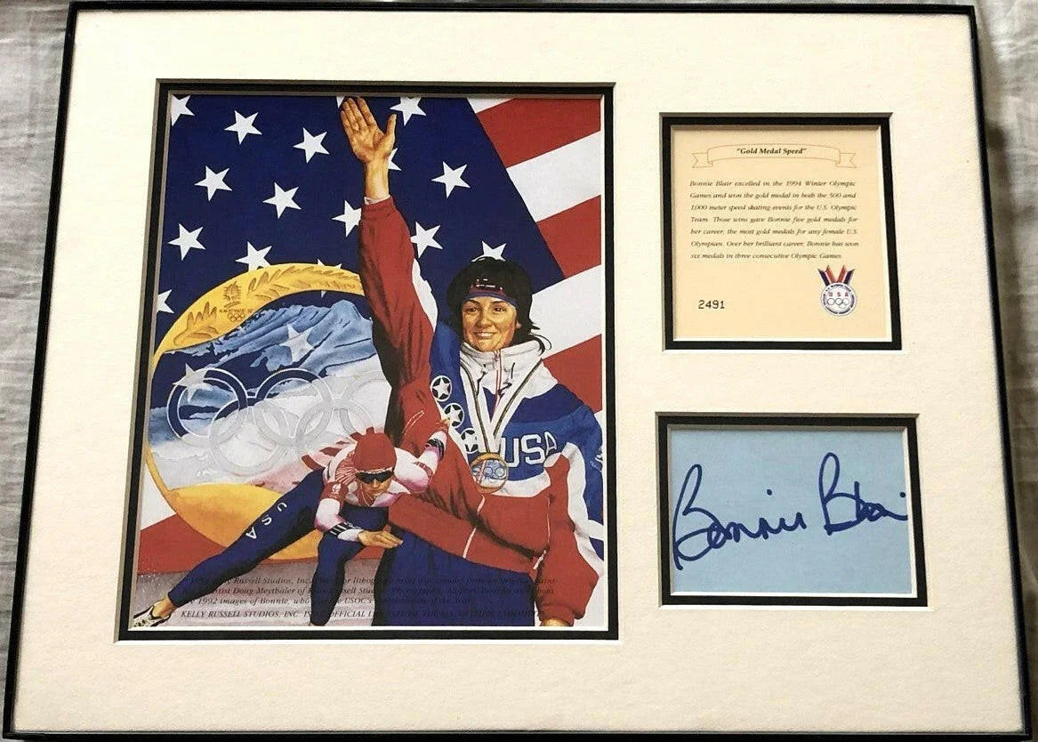 Bonnie Blair autograph framed Gold Medal speed skating 11x14 Art Print - AutographsForSale.com