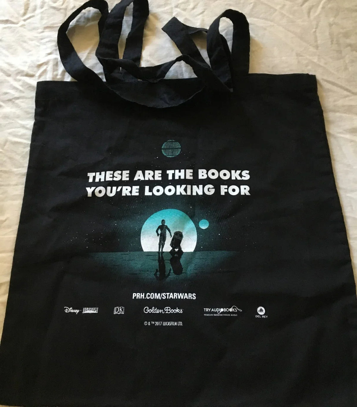 Star Wars C-3PO & R2-D2 2018 SDCC black fabric book bag - AutographsForSale.com