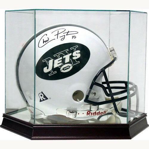 Full Size Football Helmet Glass Display Case Holder w/ Mirrored Base - AutographsForSale.com