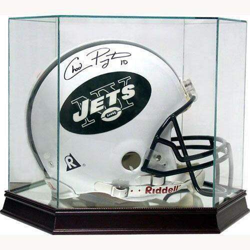 Full Size Football Helmet Glass Display Case Holder w/ Mirrored Base - AutographsForSale.com