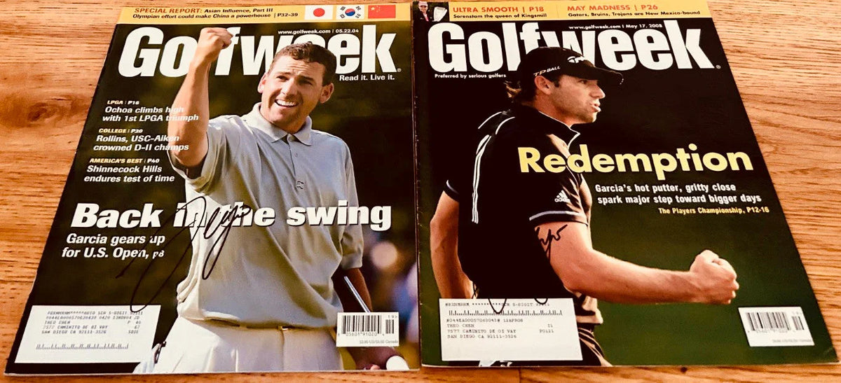 8 Sergio Garcia autographed golf & Golfweek issues covers - AutographsForSale.com