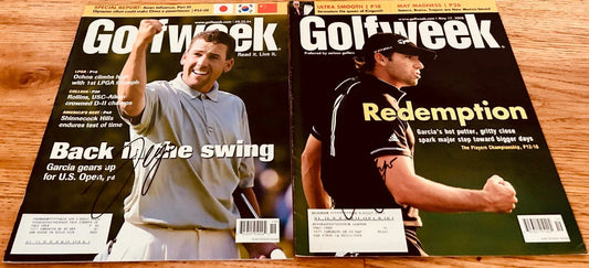 8 Sergio Garcia autographed golf & Golfweek issues covers - AutographsForSale.com