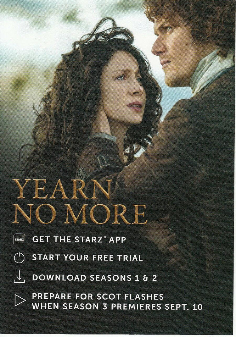 Outlander 2017 SDCC Starz 2 sided 6 x 8 1/2 promo card - AutographsForSale.com