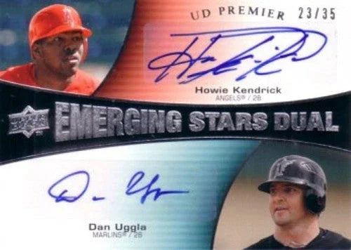 Howie Kendrick & Dan Uggla certified signed 2008 Upper Deck Premier card Angels Marlins - AutographsForSale.com