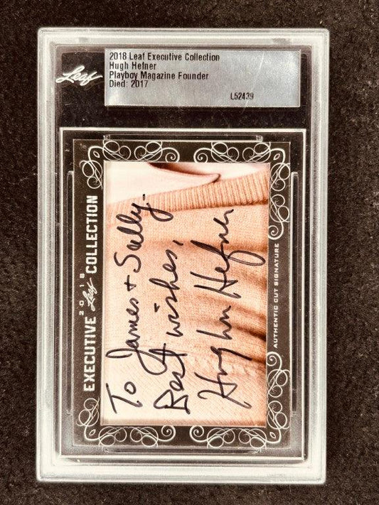 Hugh Hefner 2018 Leaf Cut Signature certified autograph card JSA Playboy - AutographsForSale.com