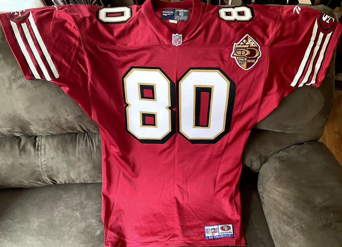 Jerry Rice autographed 1996 San Francisco 49ers Reebok red XL stitched jersey JSA - AutographsForSale.com