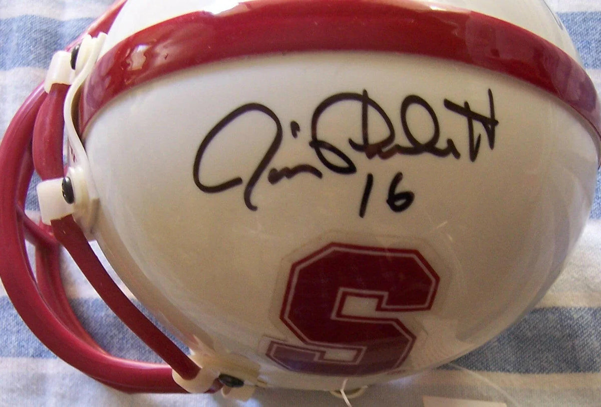 James Lofton & Jim Plunkett signed Stanford mini helmet JSA - AutographsForSale.com
