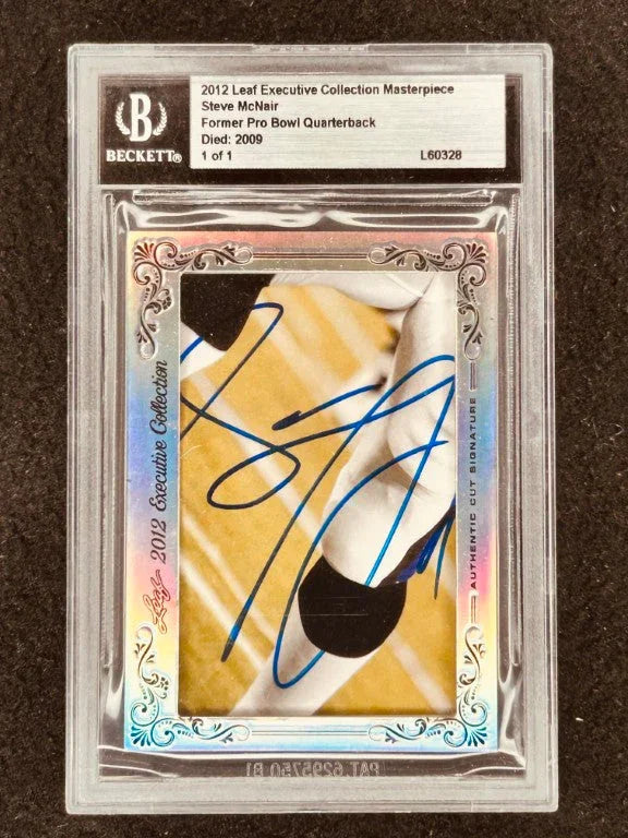 Steve McNair 2012 Leaf Masterpiece Cut Signature card 1/1 JSA Tennessee Titans - AutographsForSale.com