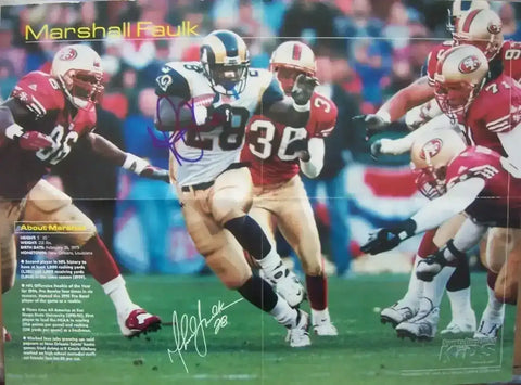 Marshall Faulk signed St Louis Rams 16x20 SI for Kids poster JSA - AutographsForSale.com