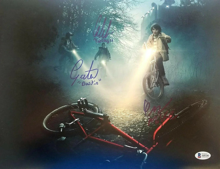 Gaten Matarazzo Caleb McLaughlin Finn Wolfhard signed Stranger Things 11x14 photo BAS certified - AutographsForSale.com