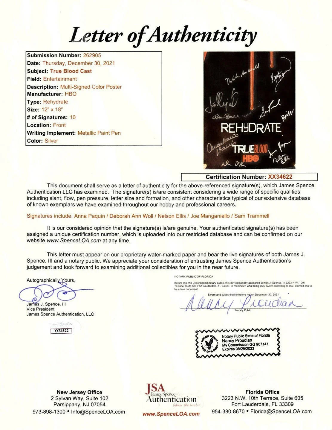 True Blood cast signed 2010 SDCC poster Anna Paquin Nelsan Ellis Sam Trammell JSA - AutographsForSale.com