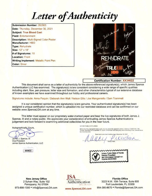 True Blood cast autographed 2010 Comic-Con poster Anna Paquin Nelsan Ellis Sam Trammell JSA - AutographsForSale.com