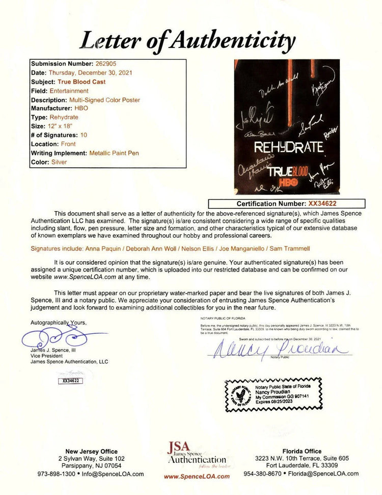 True Blood cast signed 2010 SDCC poster Anna Paquin Nelsan Ellis Sam Trammell JSA - AutographsForSale.com