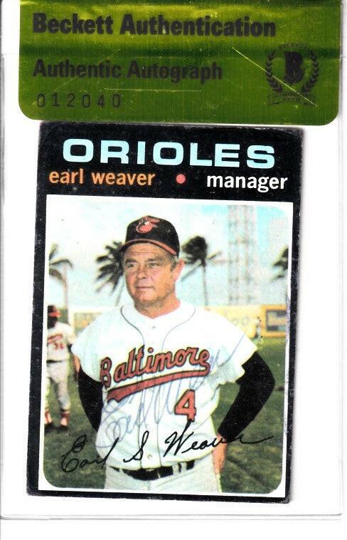 Earl Weaver signed Baltimore Orioles 1971 Topps card BAS - AutographsForSale.com