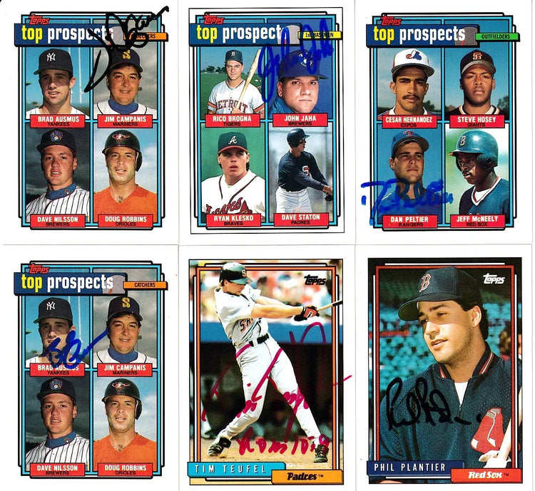 6 signed 1992 Topps cards Brad Ausmus RC John Jaha RC Phil Plantier - AutographsForSale.com