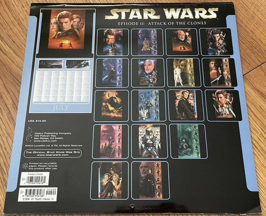 Star Wars Attack of Clones Movie 2002 2003 calendar Hayden Christensen Anakin Skywalker cover - AutographsForSale.com