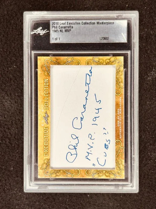 Phil Cavarretta 2018 Leaf Masterpiece Cut Signature certified signed card 1/1 JSA 1945 NL MVP Cubs - AutographsForSale.com