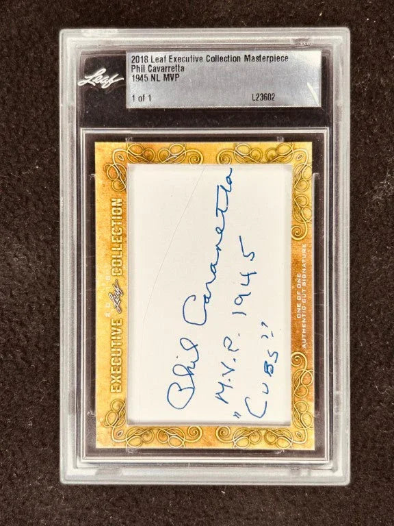 Phil Cavarretta 2018 Leaf Masterpiece Cut Signature certified signed card 1/1 JSA 1945 NL MVP Cubs - AutographsForSale.com