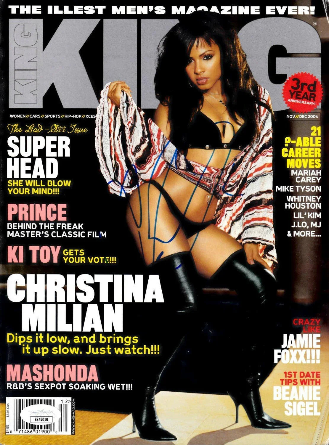 Christina Milian autographed 2004 King magazine with sexy cover JSA - AutographsForSale.com