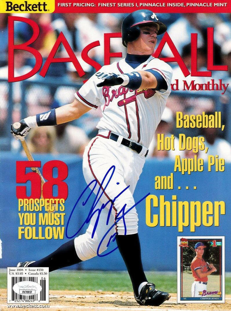 Chipper Jones signed Braves 1998 Beckett Baseball cover JSA - AutographsForSale.com