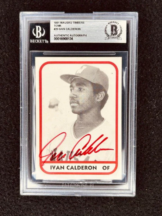 Ivan Calderon signed 1981 TCMA Wausau Timbers card BAS slab - AutographsForSale.com