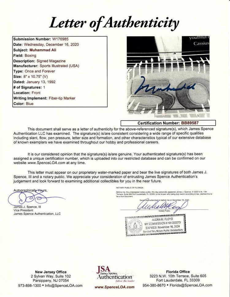 Muhammad Ali signed 1992 Sports Illustrated cover framed JSA - AutographsForSale.com