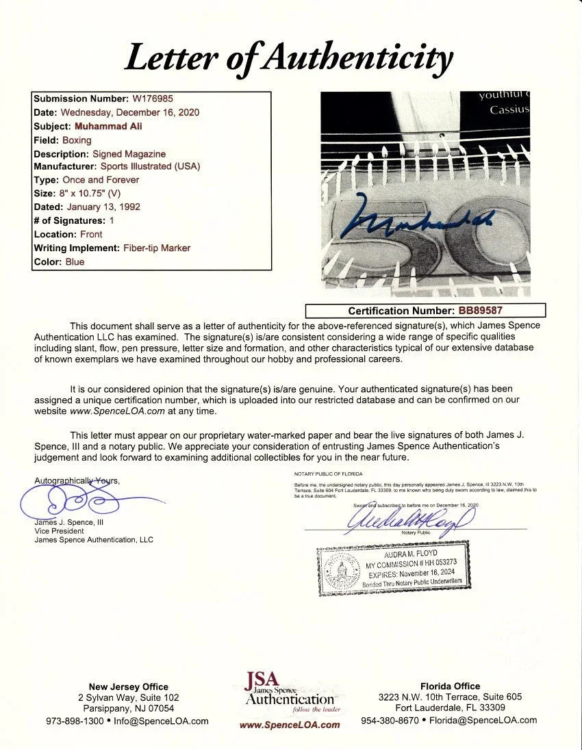 Muhammad Ali signed 1992 Sports Illustrated cover framed JSA - AutographsForSale.com