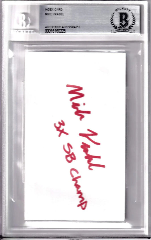 Mike Vrabel signed index card with 3X SB Champ BAS certified Patriots - AutographsForSale.com