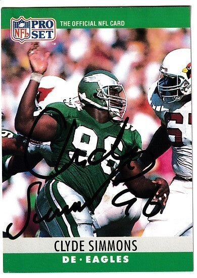 Clyde Simmons autographed Philadelphia Eagles 1990 NFL Pro Set card - AutographsForSale.com