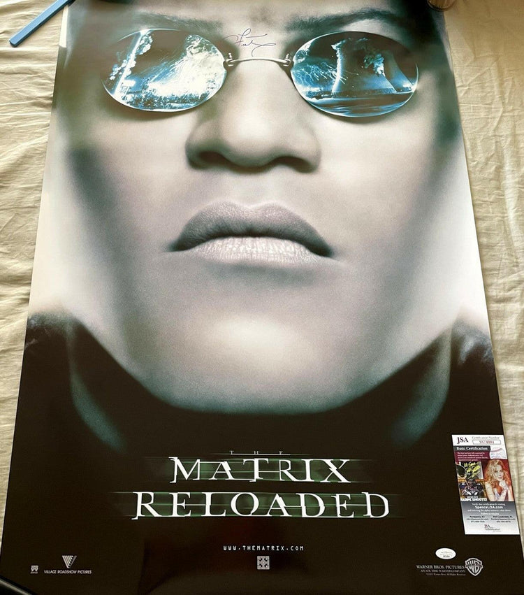 Laurence Fishburne signed Morpheus Matrix Reloaded Full Size movie poster JSA - AutographsForSale.com