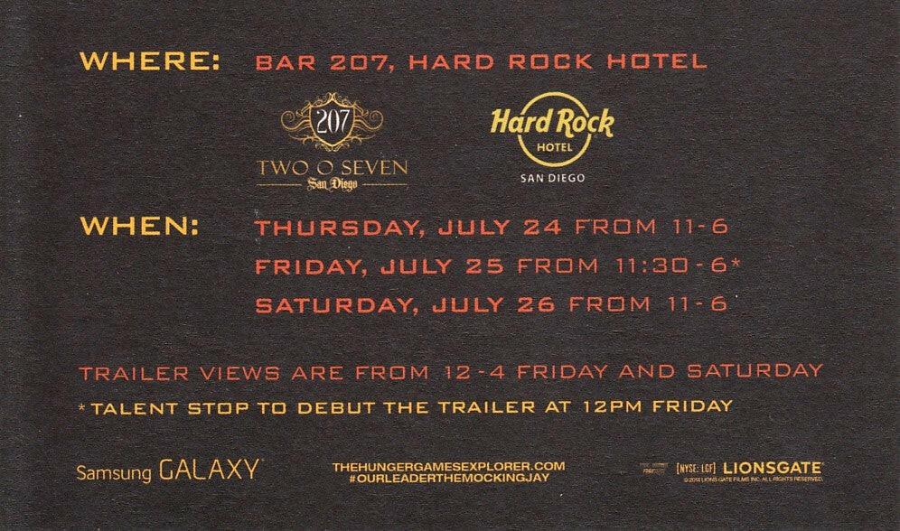 Hunger Games Mockingjay movie 2014 SDCC 3x5 promo card - AutographsForSale.com