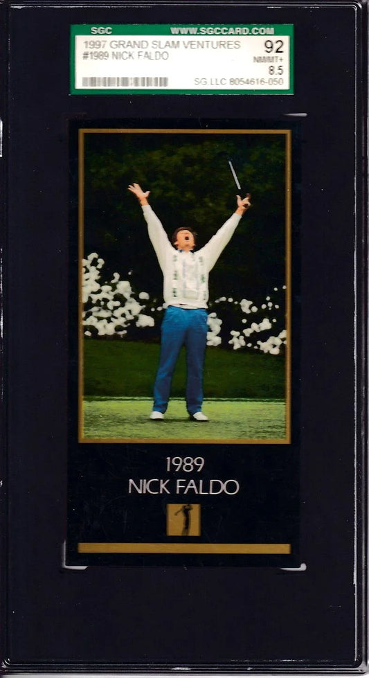 Nick Faldo 1997 Grand Slam 1989 Masters Champ golf card grade SGC 92 - AutographsForSale.com