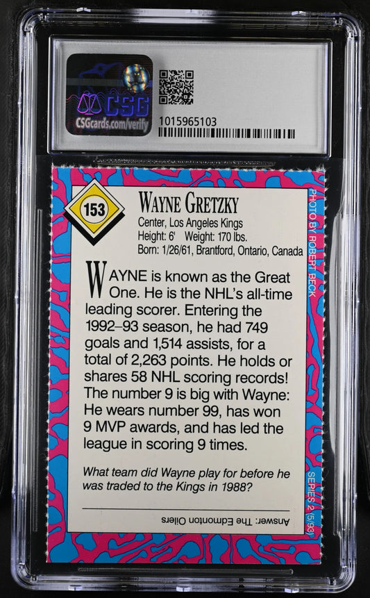 Wayne Gretzky Los Angeles Kings 1993 Sports Illustrated for Kids card CSG Graded 8 - AutographsForSale.com