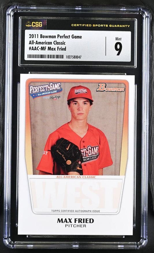Max Fried 2011 Perfect Game Bowman Rookie Card CSG graded 9 MINT Braves - AutographsForSale.com