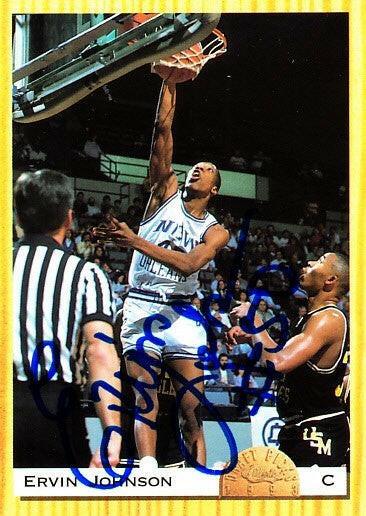 Ervin Johnson signed New Orleans Privateers 1993 Classic Draft card - AutographsForSale.com