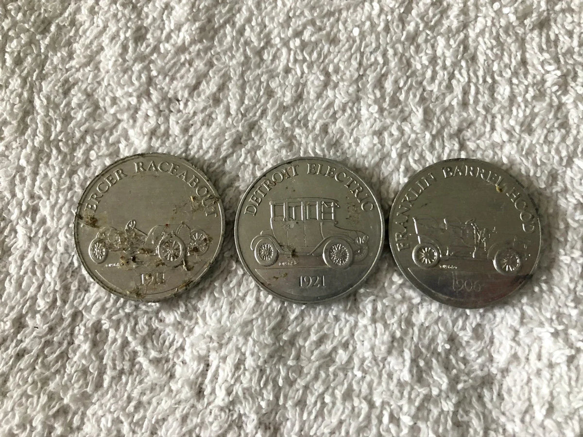 3 different Sunoco 1969 Antique Car aluminum coins - AutographsForSale.com