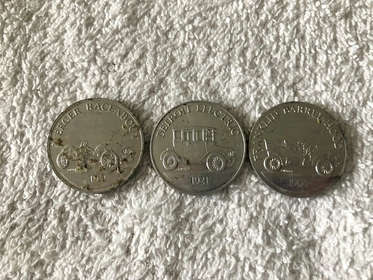 3 different Sunoco 1969 Antique Car aluminum coins - AutographsForSale.com