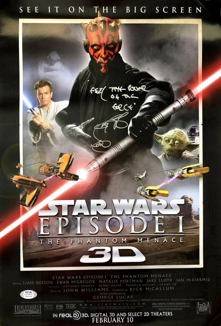 Ray Park signed Star Wars Phantom Menace movie poster w/ Feel Power of Force PSA/DNA - AutographsForSale.com