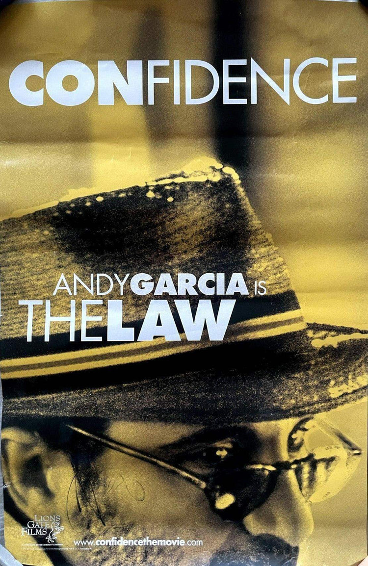 Andy Garcia signed Confidence 2003 mini movie poster Damaged - AutographsForSale.com