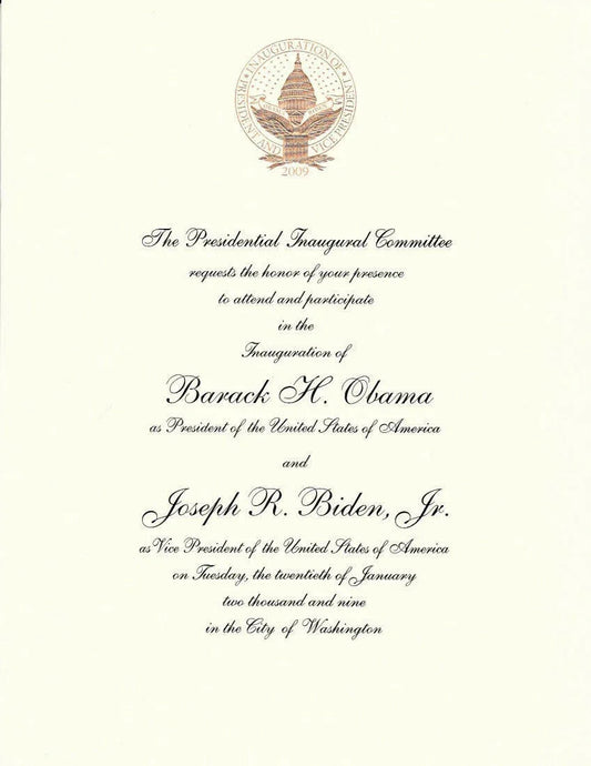 Barack Obama 2009 Inauguration Commemorative Invitation - AutographsForSale.com