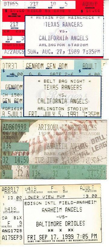 Anaheim California Angels 4 vintage ticket stubs - AutographsForSale.com
