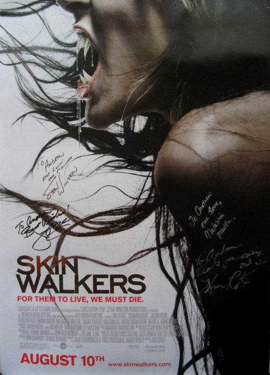 Skinwalkers cast signed 27x40 movie poster Natassia Malthe Stan Winston JSA - AutographsForSale.com