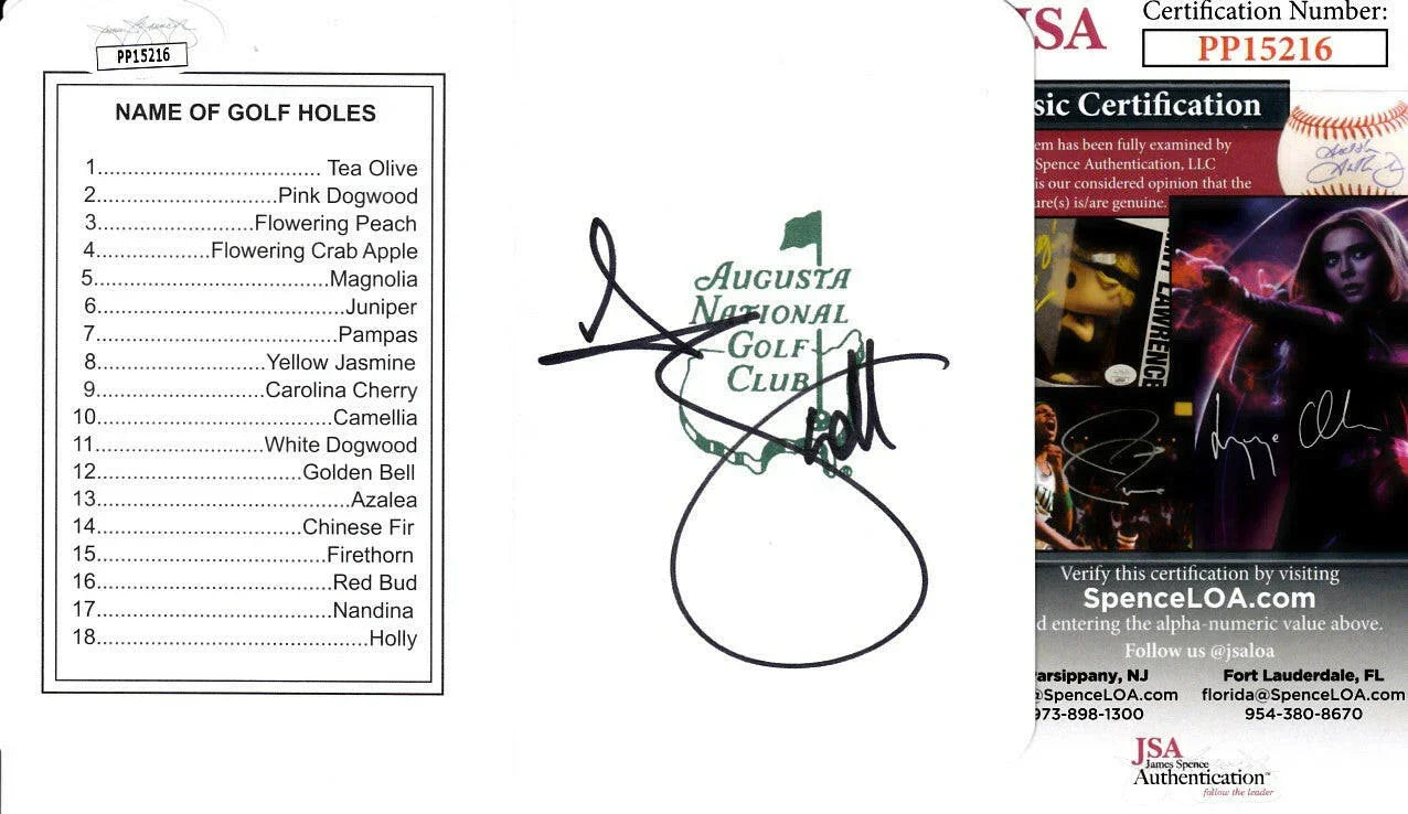 Adam Scott autographed Augusta National Masters scorecard JSA - AutographsForSale.com