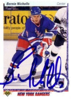 Bernie Nicholls signed NY Rangers 1990-91 Upper Deck card - AutographsForSale.com