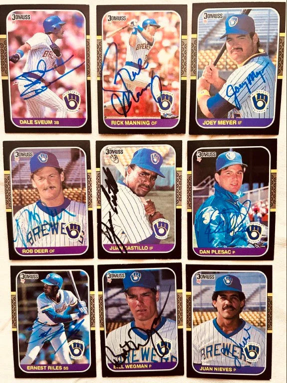 9 signed 1987 Donruss Brewers cards Joey Meyer Dan Plesac Dale Sveum RCs Rob Deer - AutographsForSale.com