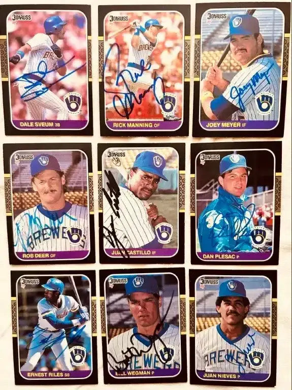 9 signed 1987 Donruss Brewers cards Joey Meyer Dan Plesac Dale Sveum RCs Rob Deer - AutographsForSale.com