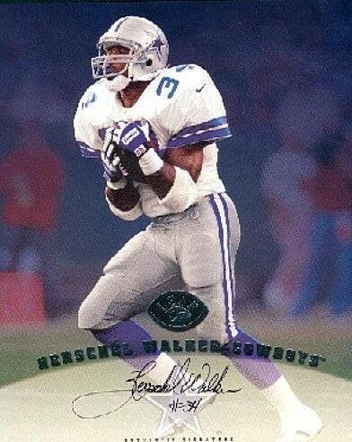 Herschel Walker certified signed Dallas Cowboys 1997 Leaf 8x10 card - AutographsForSale.com