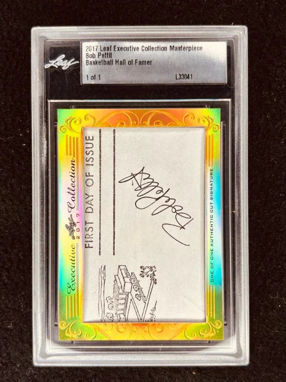 Bob Pettit 2017 Leaf Masterpiece Cut Signature certified signed card 1/1 JSA LSU - AutographsForSale.com